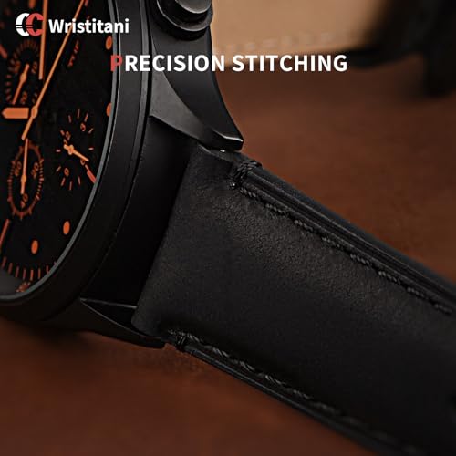 Wristitani 3 Pack Leather Watch Strap, 20mm Top Genuine Leather Watch bands for Men, Quick Release Vintage Wristband - Image 5