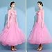 ZYDSN Embroidery Ballroom Waltz Dance Dress for Competition Modern Tango Performance Dress Flamenco Foxtrot Dance Costume,Pink,XL