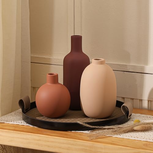 Ceramic Modern Vase for Home Decor Farmhouse Vases Set of 3 Terracotta Decorative Pottery Boho Vases for Pampas Grass Living Room Kitchen Bedroom Entryway Mantel Decor - Image 7