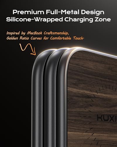 Image of KU XIU Qi2.2 25W Magnetic Wireless Charger, Foldable 3 in 1 Travel Charging Station for iPhone 17 /16 /15 /14 /13 /12, 5W for Apple Watch & AirPods, Aluminum Alloy Design, with 45W GaN Adapter, Wood Grain