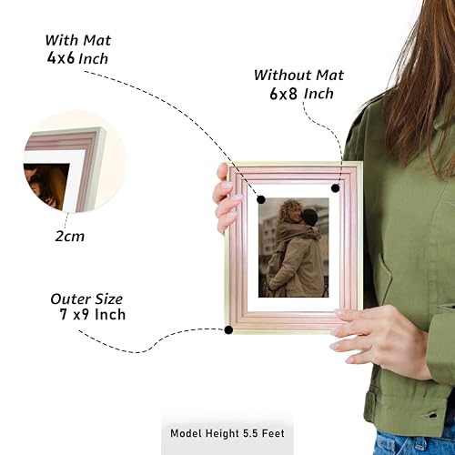 Image of Art Street Luxury Photo Frame for living room, Modern Step Design Photo Frames for Photograph, Art Work, Kids Room Set of 9 (6x8 Inch, Pink)