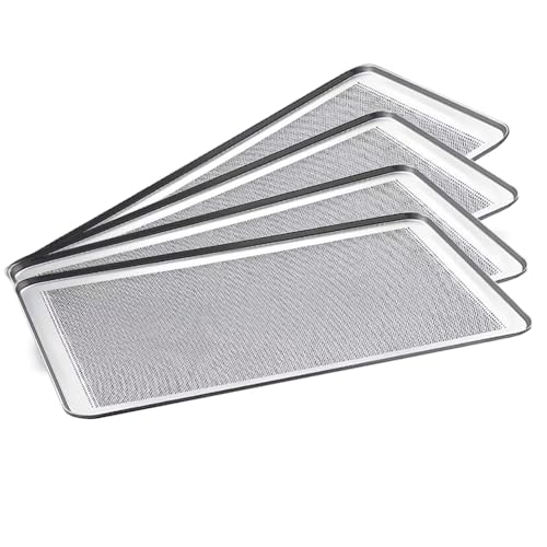 Lot de 4 plateaux perforés en aluminium pour four, 60 x 40 cm, pour boulangerie et pâtisserie...