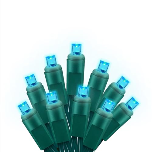 Wominoy 25ft 50 Counts Aqua LED Christmas Lights - Commercial Grade Outdoor Waterproof, Wide Angle...