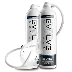 EVOLVE 35-Litre Pure Oxygen Canister with Mask and Tube | Portable Oxygen Can | Ideal for Home Use and Outdoor Activities | Designed by Firefighters | Made in Britain | Pack of 2