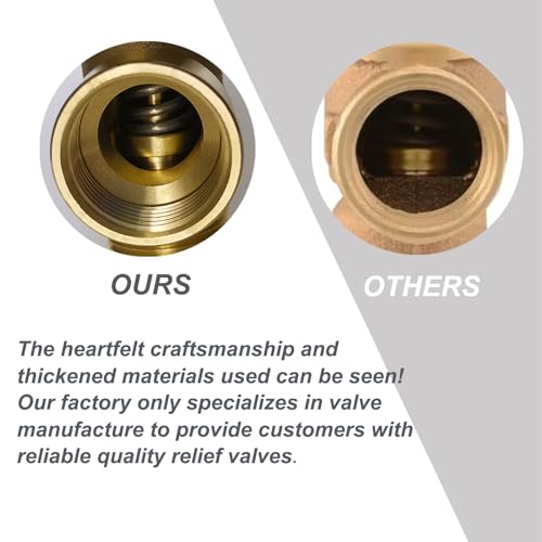Image of 210F 150 psi Temperature and Pressure Relief Valve for Water Heaters, Boilers and Hot Water Tanks, Thickened Brass Body with Epoxy-Coated Probe Automatic Plumbing Fitting, 3 /4 inch NPT Connection