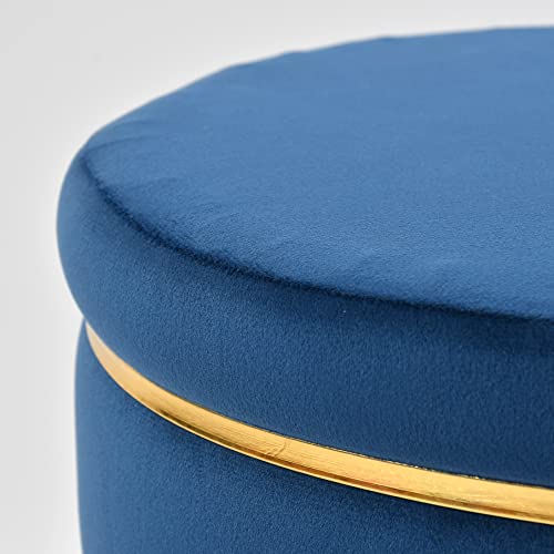 Image of Ottoman Stool for Living Room Pouffes for Sitting Ottoman Pouffes Puffy Stool Dressing Table Footstool Ottomans Chair (18 Inch Height, Blue)
