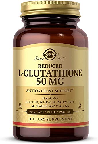 Solgar Reduced L-Glutathione 50 mg, 90 Vegetable Capsules - Antioxidant Support - Amino Acids - Non-GMO, Vegan, Gluten Free, Dairy Free, Kosher - 90 Servings