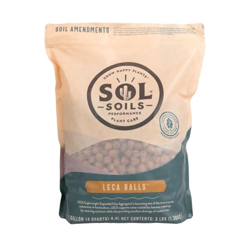 Sol Soils LECA Balls - Lightweight & 100% Natural Hydroponic Clay Pebbles for Plants - Soil Amendments to Improve Drainage, Aeration, and Support Healthy Root Growth - 1 Gallon