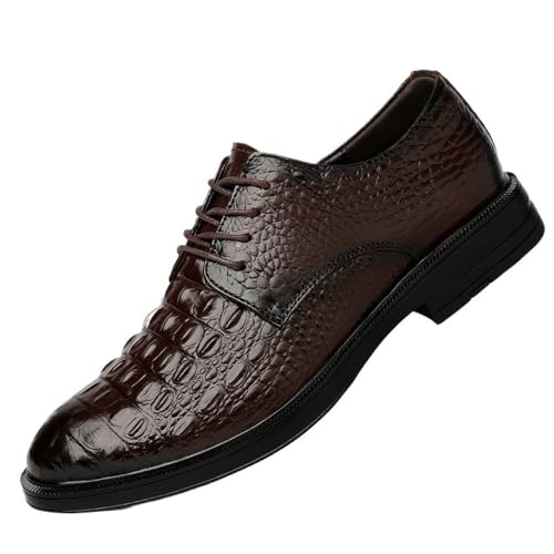 Men's Lace up Dress Shoes Genuine Leather Oxfords Comfortable Breathable Slip On Round Toe Business Casual Formal Fashion Shoes