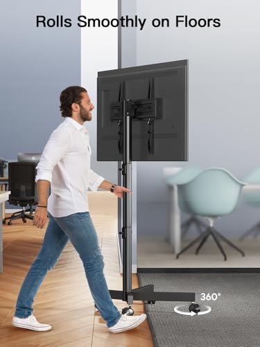 Image of PERLESMITH Rolling TV Stand for 23-62 Inch TVs, Outdoor Mobile TV Cart Holds up to 99 lbs, Portable TV Stand on Wheels for Bedroom and Living Room, Max VESA 400x400mm, PSTVMC04B-B