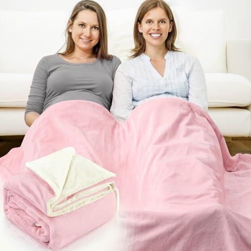 Preboun 61 x 51.18 Inch Large Faraday Blanket for Pregnant Babies, Emf Blanket Protection 5 G, Bluetooth, Phone Towers, Two Sides Using for Beds Couches Travel(Flannel, Pink)