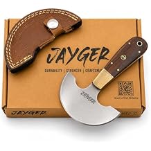 Handmade Round Head Knife | Carbon Steel | Half Moon Leather Working Knife | Wooden Handle | Skiver Knife for DIY Leathercraft | With Leather Sheath