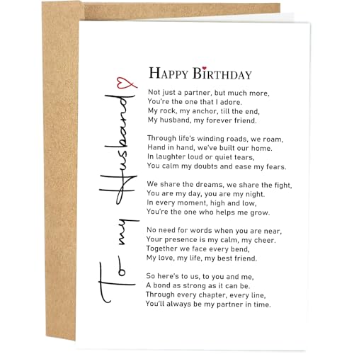 Naixiwen Romantic Husband Birthday Card