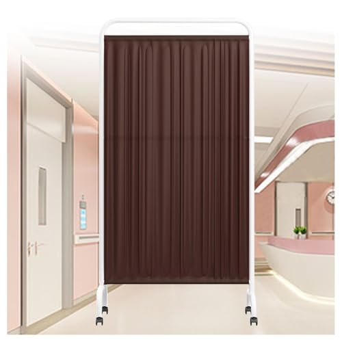 Paravent médical marron pliable à roulettes 360 pour bureau et clinique