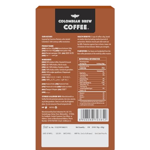 Image of Colombian Brew Coffee Original Easy Pour 10 Bags, 100g (Pack of 2)