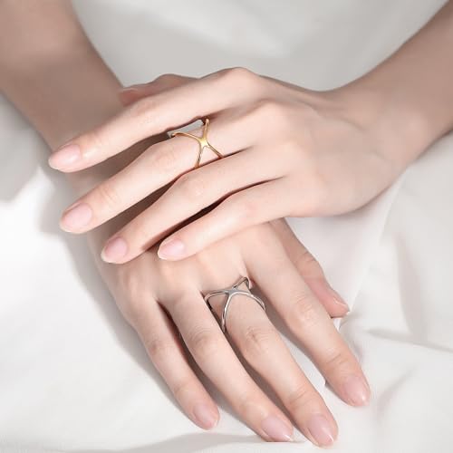 Gold X Ring Criss Cross Rings for Women Skinny Eternity Silver Fashion Statement Stainless Steel High Polished Enhancer Finger Knuckle Jewelry Gifts3