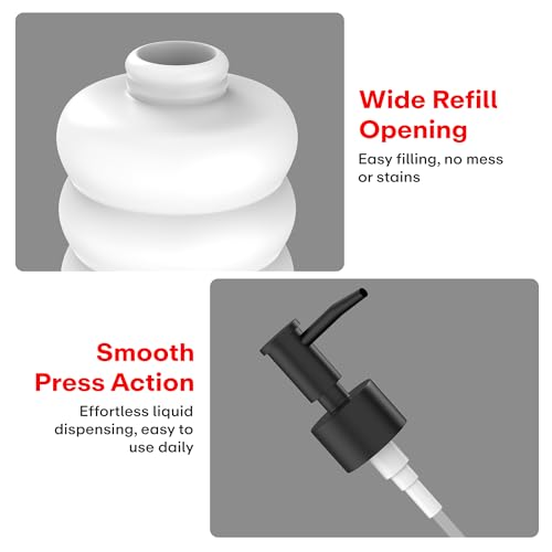 Image of Rioware Ceramic Soap Dispenser Hand Wash Bottles for Basin | Multipurpose Refillable for Liquid Shampoo, Kitchen, Bathroom, and Household Use | 300Ml, Pack of 1 - Round White