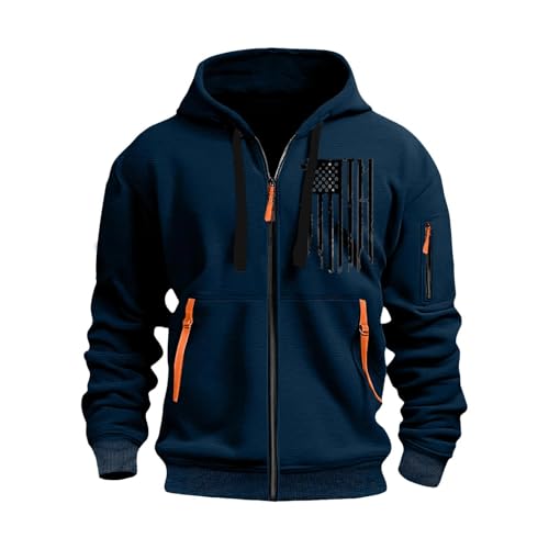ZEFOTIM Zipper Hoodies for Men Graphic Sweatshirt Big and Tall Comfy Athletic Long Sleeve Drawstring Hoodies with Pocket