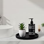 Round Bathroom Tray Silicone Kitchen Counter Decor Vanity Organizer Decorative Coffee Table Tray for Perfume, Candle, Soap Dish, 9 Inch, Black - Image 2
