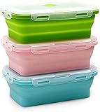 【Seguridad】 ： Material de silicona de alta calidad, sin BPA, resistente a altas y bajas temperaturas. Los microondas, hornos, congeladores y lavavajillas son seguros de usar. Fiambrera plegable portátil, liviana, fácil de limpiar, se puede llevar con usted.