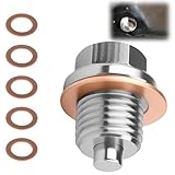 Ölablassschraube M14x1,5 mit Dichtring Set, Magnetische Ablassschraube Öl Auto, Öl ablassen Schraube mit Kupfer Dichtung Wiederverwendbar Zubehör für sicheren Ölwechsel