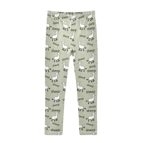 Sheep Word Pattern Girls Leggings Soft Comfortable Athletic Leggings Dancing Pants for 4-10 Years