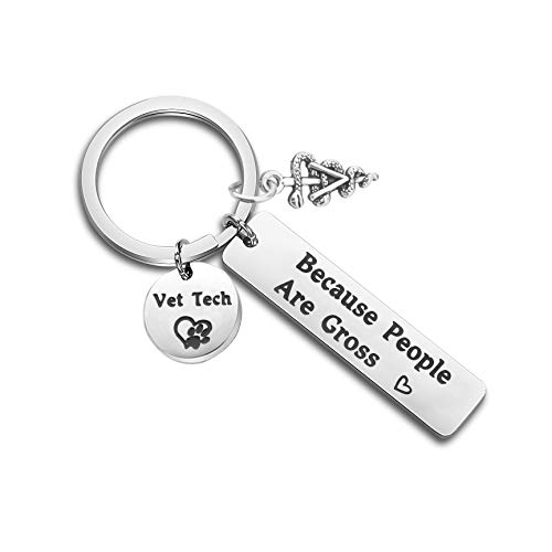 MAOFAED Vet Techs Gift Veterinary Technician Gift Because People Are Gross Veterinarian Keychain Veterinarian Graduation Gift