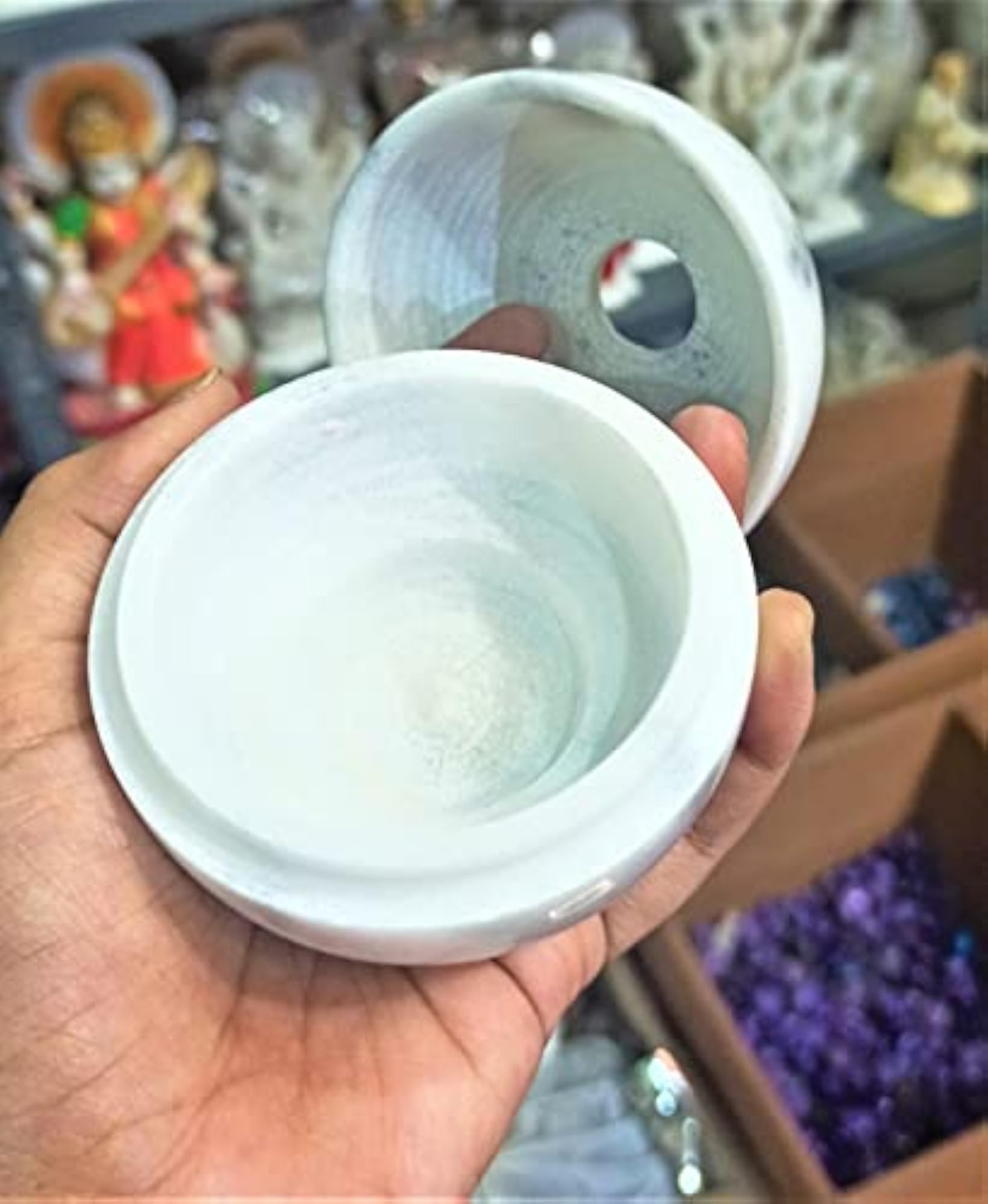 Marble Round Tea Light Candle Holder, Minakari Work