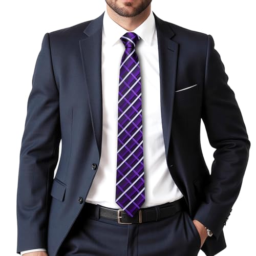 Image of Dubulle Silk Ties Set for Men Formal Paisley Striped Necktie Pocket Square Cufflinks 3PCS Sets Wedding Business Party