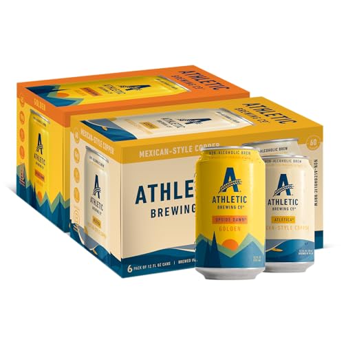 Athletic Brewing Company Craft Non Alcoholic Beer, Vegan Golden & Mexican-Style Copper, Low Calorie Brews, 6 Upside Dawn & 6 Atlética, 12 Pack, 12 FL Oz Cans