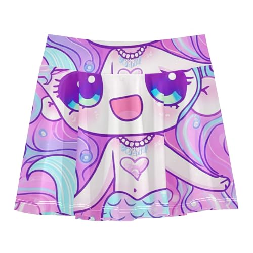 Athletic Shorts for Girls Skorts Tennis Skirts for Kids Dance Teen Cheer Cute Blue Pink Mermaid Heart 3t