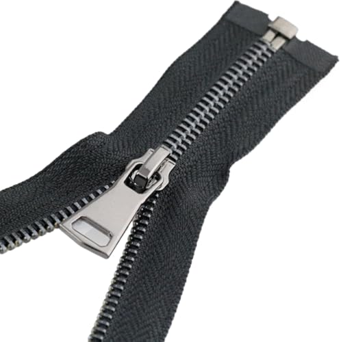 cremalleras para coser, Cremallera negra con extremo abierto y cerrado. Tirador de cremallera(80cm)