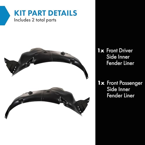 Image of TRQ Front Inner Fender Liner Set Compatible with 2013-2015 Hyundai Veloster HY1248160 HY1249160