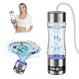 Wasserstoff Wasserflasche mit Digitalanzeige, 460ml Tragbare Glas Wasserstoff Flasche mit 5200 PPB & SPE-Technologie, Wasserstoffreiches Wasser in 5 Minuten, für Reisen, Sport (5200 PPB - 460ml)