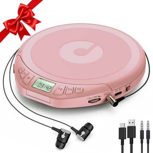 Image of Portable CD Player for Car: Kegaudio with Earphones Anti-Skip LCD Display Personal Disman Disc Player for Car & Sports Supports MP3 WMA PROG & Memory Function