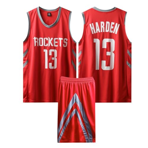 2 Pièces Maillot Basketball Enfant/Adulte 2024, Ensemble Débardeur Actif et Short, Pop Basket Rouge XS