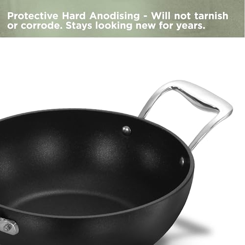 Image of Hawkins Futura Pro 2.5 Litre Deep-Fry Pan, Nonstick Kadhai with Stainless Steel Handles and Stainless Steel Lid, Balck (PNK25S)