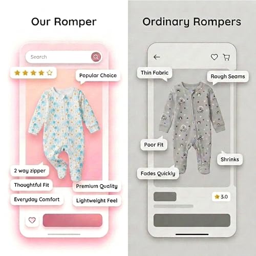 Image of The Mom Store Baby Zipper Romper for Boys and Girls Combos | Cotton | Soft and Comfortable Infant Bodysuit | Trendy Stylish Sleepsuit Nightsuit for Newborn Baby | Printed | Unisex Sleep Wear