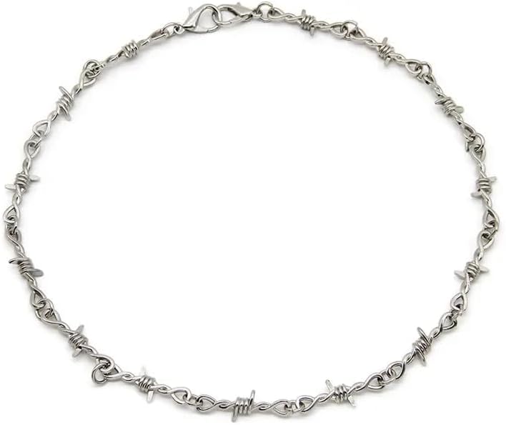 925 Sterling Silver Heart Barbed Wire Necklace Bracelet For Men and Women - Barbwire Little Thorns Chain Choker Jewelry Gifts Barb Wine Necklace Hiphop Punk Little Thorns Chain Choker Bracelet - Image 7