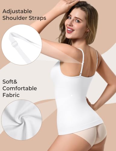Image of EUYZOU Womens Tummy Control Shapewear Tank Tops Seamless V-Neck Compression Tank Tops Body Shaper Camisole