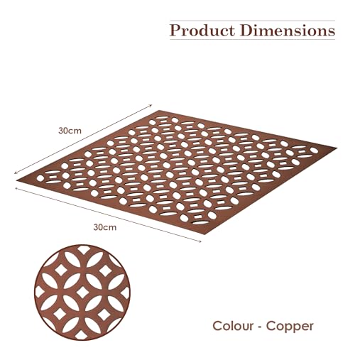 Image of Kuber Industries 4 Pcs Set Leather Side Table Mats | Reusable Kitchen Dining Table Mat for Party, Wedding and Family Functions | Square Design - Copper