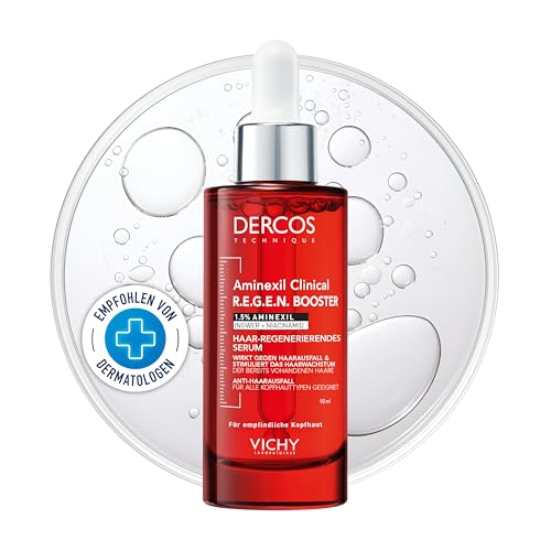 Vichy DERCOS Aminexil Clinical R.E.G.E.N. Booster, Anti-Haarausfall-Serum gegen vorzeitigen Haarverlust, Mit Aminexil, Niacinamid & Ingwer, Regt das Haarwachstum an und stärkt die Haarfollikel, 90 ml