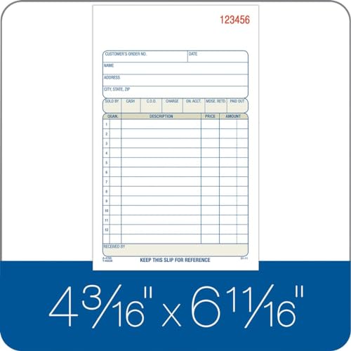 adams sales order book 3-part carbonless 4-31634 x 7-31634 inch 50 sets white canary and pink tc4705
