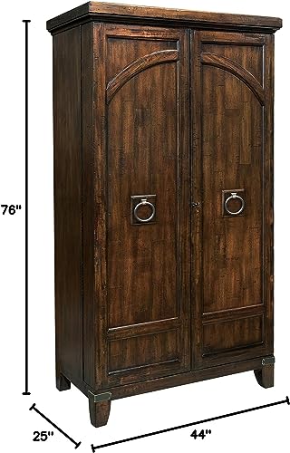 Howard Miller Morgan II Rustic Wood Wine Cabinet with Stemware Rack & 3X Power Outlet