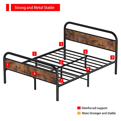 Ironck Queen Bed Frame With Headboard, Platform Bed 12" Under Bed Storage Wood And Metal, No Box Spring Needed Easy Assembly #TOP6