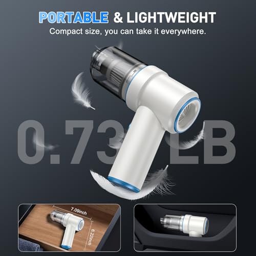 Image of KMM Handheld Car Vacuum Cleaner, 9000PA Vacuum Cleaner & Air Duster, 120W High Power Vacuum Portable Cordless, Hand Held Vacuum Rechargeable with Multi-Nozzles & LED Light for Home, Car, Office