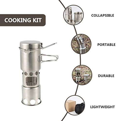 Besportble Portable Cooktop Stainless Steel Camping Stove Foldable Portable Pots Camping Backpacking Hiking Accessories Stainless Steel Cooking Utensils #TOP7