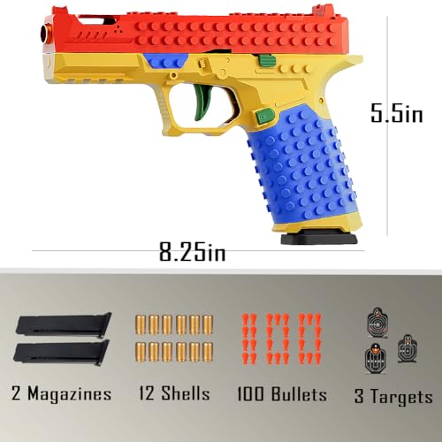 Shell Ejecting Toy Gun, DIY Building Block Gun Automatic Pull Back Action Platebase Shooting Games Education Model Toy Pistol for Kids Gifts by DITOON - Used condition - Image 5
