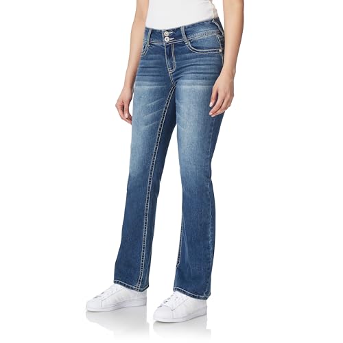 Image of WallFlower Bling Back Pocket Bootcut Jeans for Women, Luscious Curvy Fit, Embellished Mid-Rise Insta Stretch Denim