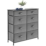 mDesign Storage Dresser Furniture, Tall Chest Tower Organizer for Bedroom, Hallway, Entryway, Kid Room, Nursery and Closet Organization, 8 Fabric Drawer for Clothes, Sturdy Steel Frame - Charcoal Gray